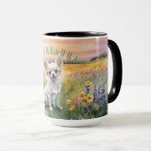 Custom White Chihuahua Sunrise, Miniature Liebe Kaffeetasse (VorderseiteRechts)