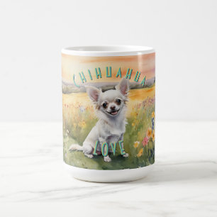 Custom White Chihuahua Sunrise, Miniature Liebe Kaffeetasse