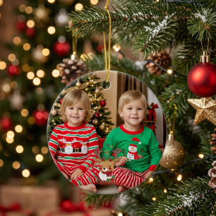Custom White Christmas Foto mit Rentier Motif Keramik Ornament