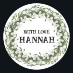 Custom White Christmas Wreath Sticker Tags<br><div class="desc">Fügen Sie Ihre Weihnachtskarten und Weihnachtsgeschenke mit diesen hübschen,  weißen Beerenkreuzmarken personalisierte Weihnachtsmarken hinzu. Fügen Sie Ihren Namen,  Ihre Winternachricht und sogar das Jahr hinzu,  wenn Sie möchten. Sie können es aus sich selbst oder aus der ganzen Familie machen. Melden Sie mich,  wenn Sie passende Elemente benötigen.</div>