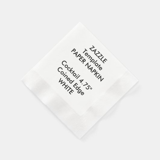 Custom WHITE Cocktail Papier Napkin Vorlage Serviette (Ecke)
