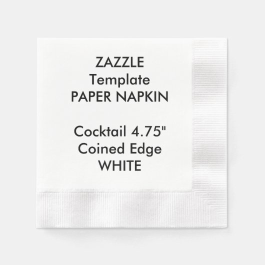 Custom WHITE Cocktail Papier Napkin Vorlage Serviette (Vorderseite)