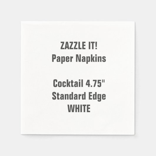 Custom WHITE Cocktail Papier Napkins Leere Serviette (Vorderseite)
