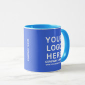 Custom White Company Logo on a Business Blue Tasse (VorderseiteRechts)