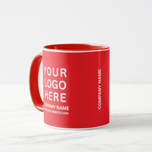 Custom White Company Logo on a Business Red Tasse (Vorderseite Links)