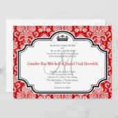 Custom White Damask Red Black Wedding Einladungen (Vorne/Hinten)