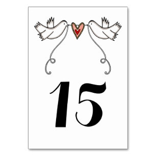 Custom White Doves Liebe Heart Wedding Tischnummer