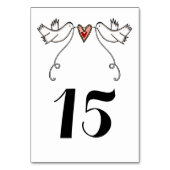 Custom White Doves Liebe Heart Wedding Tischnummer (Rückseite)