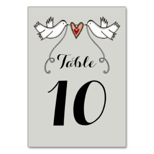 Custom White Doves Liebe Heart Wedding Tischnummer