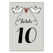 Custom White Doves Liebe Heart Wedding Tischnummer (Rückseite)