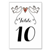 Custom White Doves Liebe Heart Wedding Tischnummer (Rückseite)