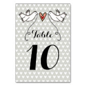 Custom White Doves Liebe Heart Wedding Tischnummer (Rückseite)