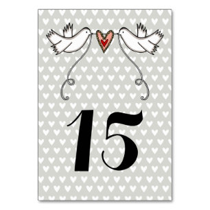 Custom White Doves Liebe Heart Wedding Tischnummer