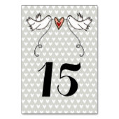 Custom White Doves Liebe Heart Wedding Tischnummer (Rückseite)