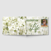 Custom White Floral 'Celebration of Life' Foto Gästebuch (Voll)