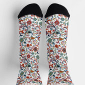 Custom White Floral Red Green Paisley Blume Socken (Oben)