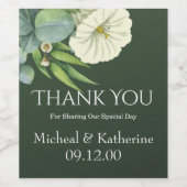 Custom White Floral und Emerald Green Vielen Dank Weinetikett (Einzelnes Label)