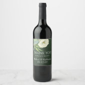 Custom White Floral und Emerald Green Vielen Dank Weinetikett (Vorderseite)