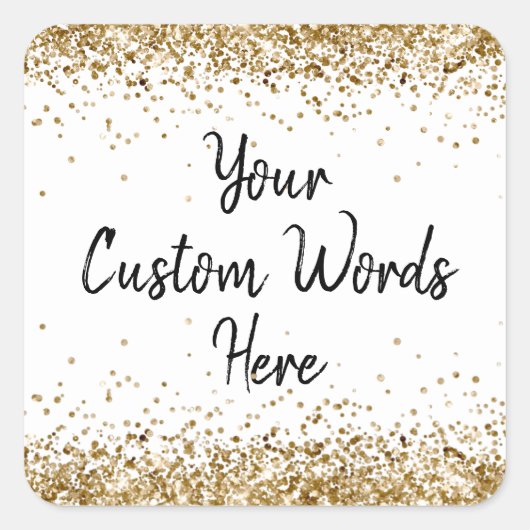 Custom White Gold Personalisiert Birday Party Quadratischer Aufkleber (Vorderseite)