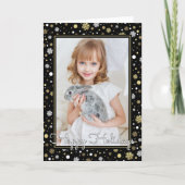 Custom White Gold Schneeflocken auf schwarzen Feie Karte (Vorderseite)