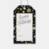 Custom White Gold Snowflakes Punkte auf Black Geschenkanhänger (Vorderseite)