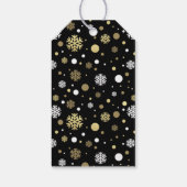 Custom White Gold Snowflakes Punkte auf Black Geschenkanhänger (Rückseite)