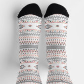 Custom White Gray Orange Aztec Muster Socken (Oben)