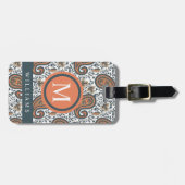 Custom White Gray Orange Green Paisley Muster Gepäckanhänger (Vorderseite horizontal)