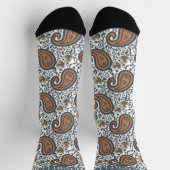 Custom White Gray Orange Paisley Pattern Socken (Oben)