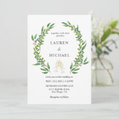 Custom White Green Watercolor Greenerity Wedding Einladung (Stehend Vorderseite)