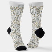 Custom White Grey Green Paisley Muster Socken (Gewinkelt)