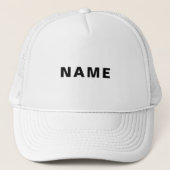 Custom White Hat Featuring Bold NAME Letter Design Truckerkappe (Vorderseite)