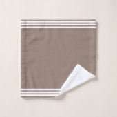 Custom White Horse & Three Stripes on Lucky Beige Badhandtuch Set (Waschlappen)