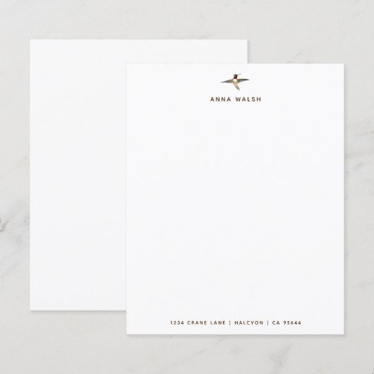 Custom White Hummingbird Stationspapier (Vorne/Hinten)