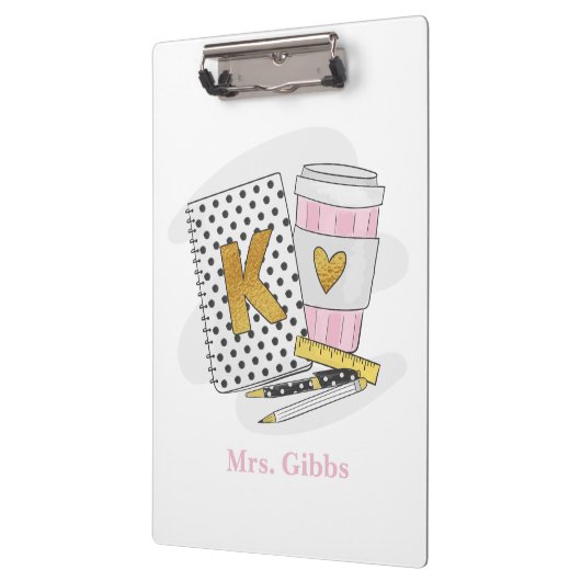 Custom White Kindergarten Lehrerschule Klemmbrett (Links)