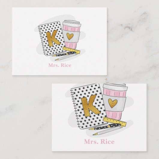 Custom White Kindergarten Teacher Coffee Lover Mitteilungskarte (Vorne/Hinten)