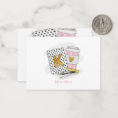 Custom White Kindergarten Teacher Coffee Lover Mitteilungskarte (Vorderseite/Rückseite Beispiel)