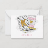 Custom White Kindergarten Teacher Coffee Lover Mitteilungskarte (Rückseite)