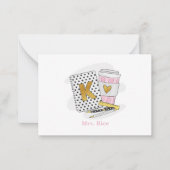 Custom White Kindergarten Teacher Coffee Lover Mitteilungskarte (Vorderseite)