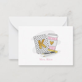 Custom White Kindergarten Teacher Coffee Lover Mitteilungskarte