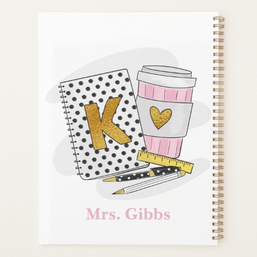 Custom White Kindergarten Teacher School Kaffee Planer (Rückseite)