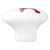 Custom White Knob with Tomato Red Splash Design Keramikknauf (Seitenansicht)