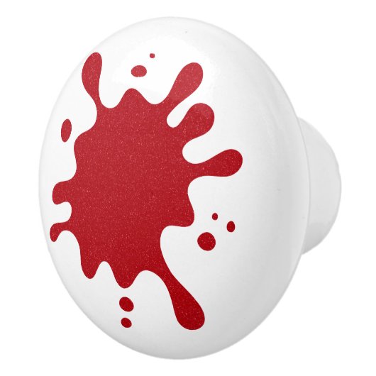 Custom White Knob with Tomato Red Splash Design Keramikknauf (Rechts)