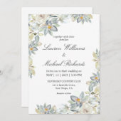 Custom White Light Blue Eucalyptus Charm Wedding Einladung (Vorne/Hinten)