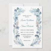 Custom White Light Soft Blue Iced Frame Wedding Einladung (Vorderseite)