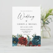 Custom White Lila Red Blume Hochzeit Einladung (Stehend Vorderseite)