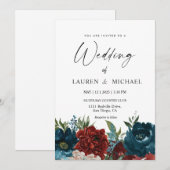 Custom White Lila Red Blume Hochzeit Einladung (Vorne/Hinten)