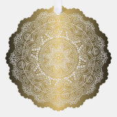 Custom White Mandala Wreath on Imitats Gold Ornament Karte (Vorderseite)