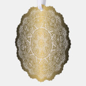 Custom White Mandala Wreath on Imitats Gold Ornament Karte (Links)