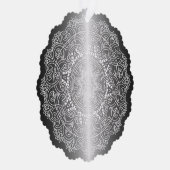 Custom White Mandala Wreath on Imitats Silver Ornament Karte (Rechts)